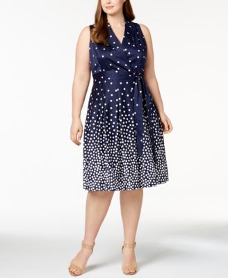 Anne Klein - Plus Size Dot-Print Wrap Dress