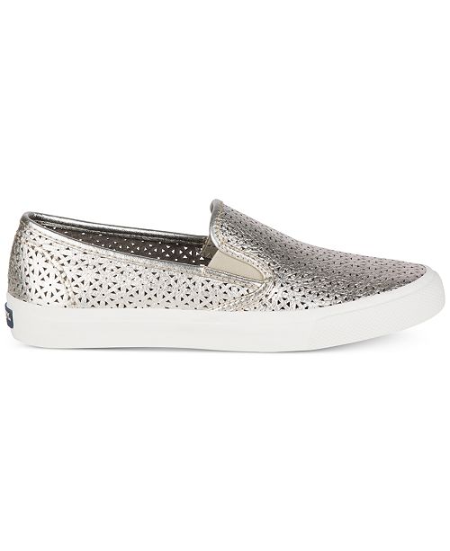 sperry perforated slip on sneakers