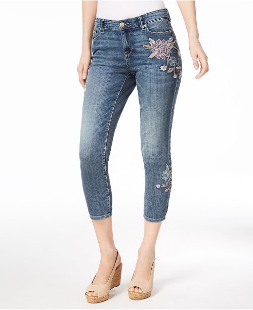 Style & Co Petite Embroidered Capri Jeans, Created for Macy&#39;s & Reviews - Jeans - Petites - Macy&#39;s