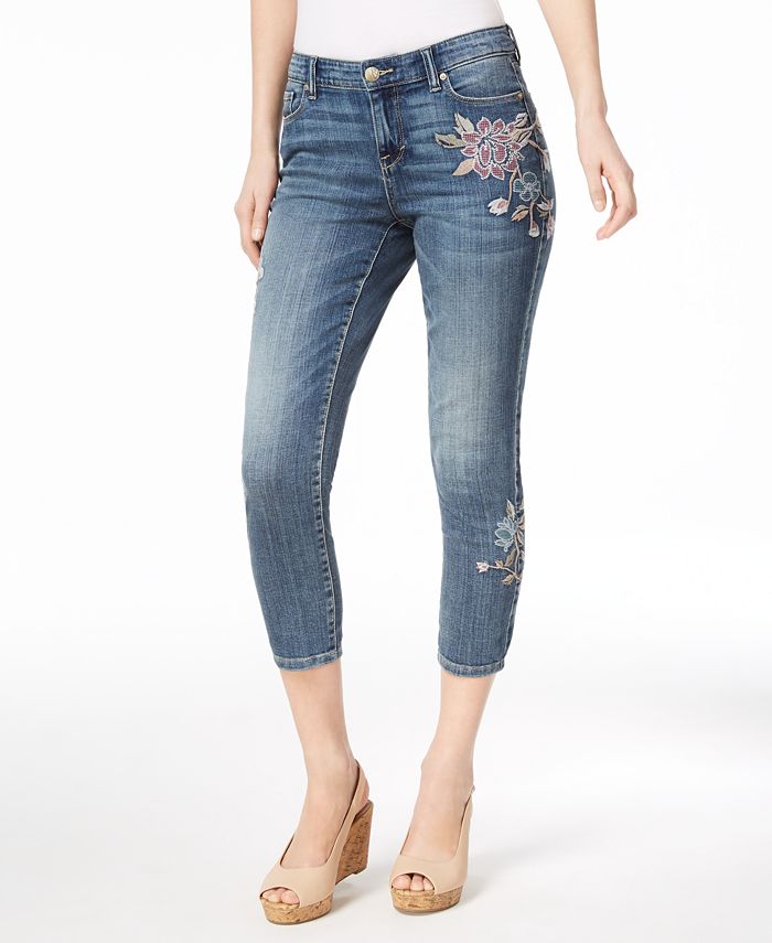 Style & Co Petite Embroidered Capri Jeans, Created for Macy's - Macy's