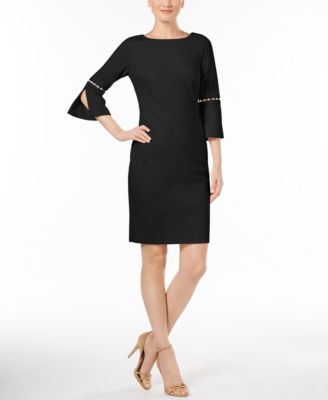 Calvin klein black dress with pearl neckline best sale