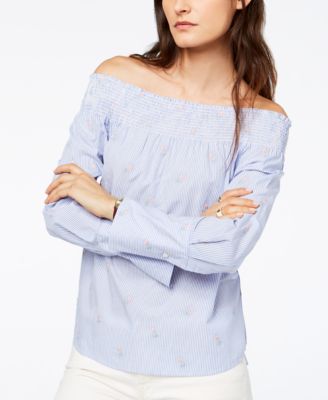 Tommy Hilfiger Smocked Off-The-Shoulder 