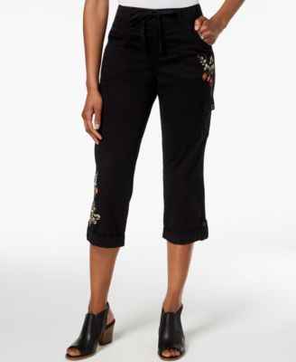 Style & Co - Petite Embroidered Cargo Carpi Pants