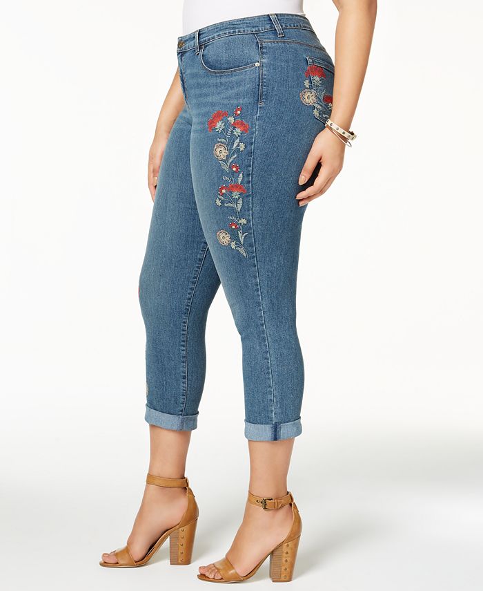 Style & Co Plus Size Embroidered Skinny Jeans, Created for Macy's - Macy's