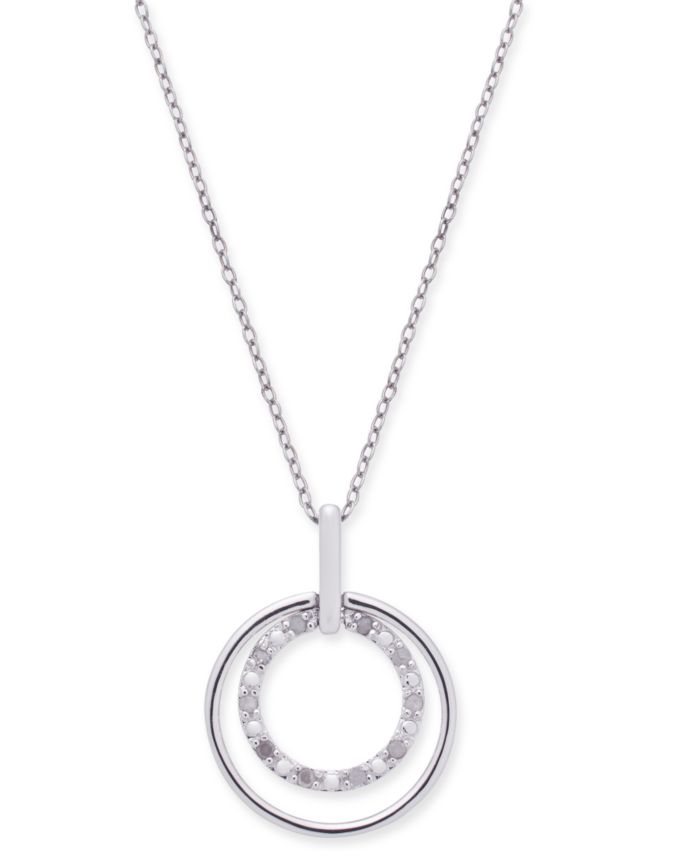 Diamond Double Circle 18" Pendant Necklace (1/10 ct. t.w.) in Sterling