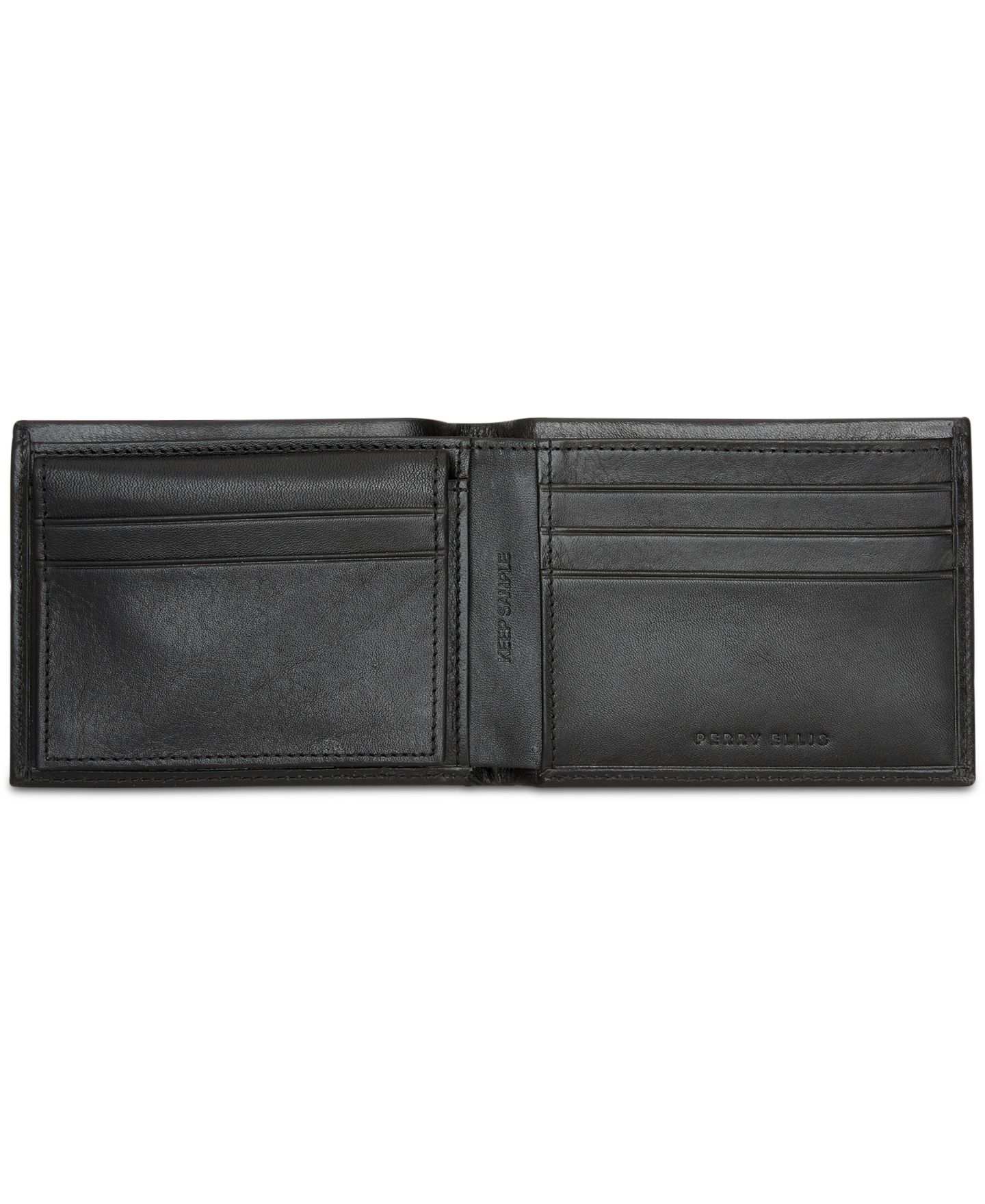 Мужской кошелёк Perry Ellis Portfolio Perry Ellis Leather Pass Case & Removable Card Case, цвет: Чёрный — фото 2