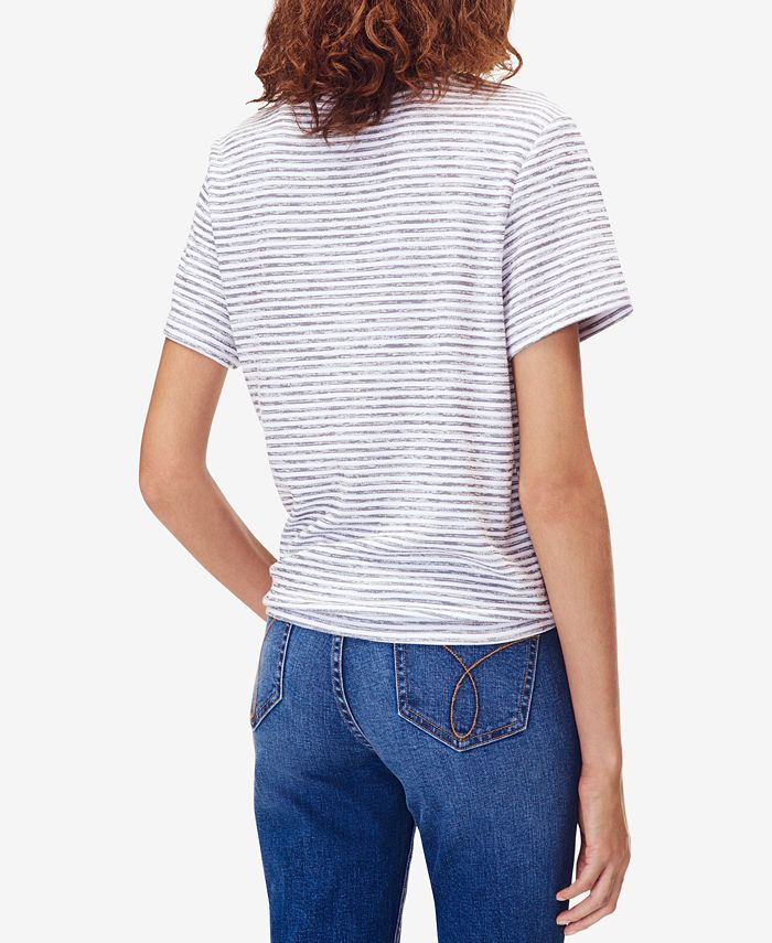 Calvin Klein Jeans Striped Tie-Front T-Shirt - Macy's