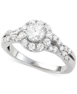 image of Diamond Halo Engagement Ring (1-1/7 ct. t.w.) in 14k White Gold
