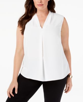 Nine West Plus Size V-Neck Pleat Top - Macy's