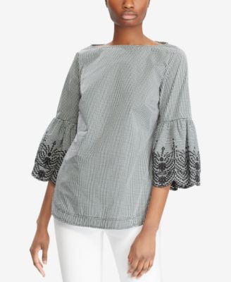 Lauren Ralph Lauren - Petite Embroidered-Cuff Cotton Top