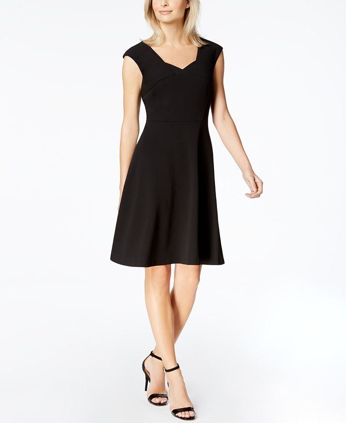 Calvin Klein Cap-Sleeve Fit & Flare Dress - Macy's