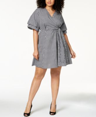NY Collection - Plus Size Cotton Gingham Wrap Dress