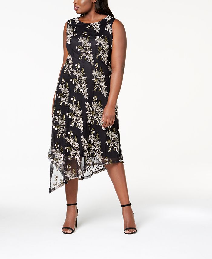 Alfani Plus Size Embroidered Asymmetrical-Hem Dress, Created for Macy's ...