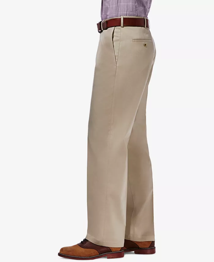 Men's Premium No Iron Khaki Classic Fit Flat Front Hidden Expandable Waist Pant - thumbnail 9