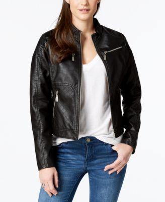 womens leather jackets macys