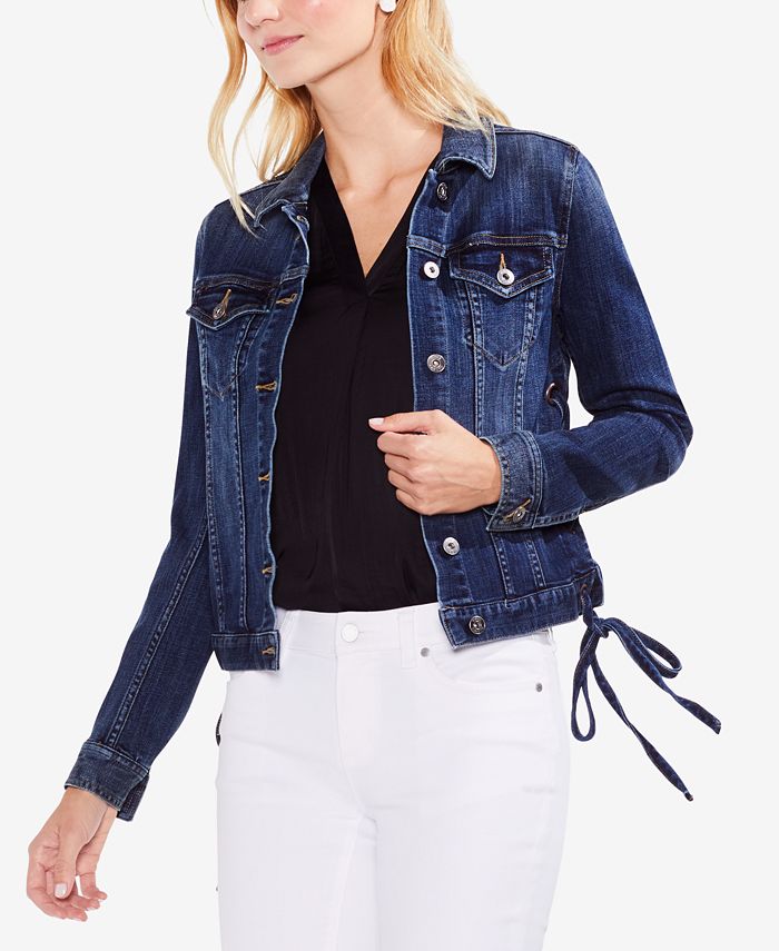 Vince Camuto Laced-Side Denim Trucker Jacket & Reviews - Jackets ...