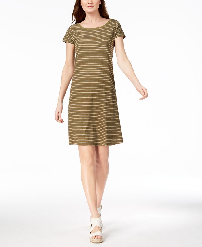 Eileen Fisher Organic Cotton Striped T-Shirt Dress, Created for Macy's ...
