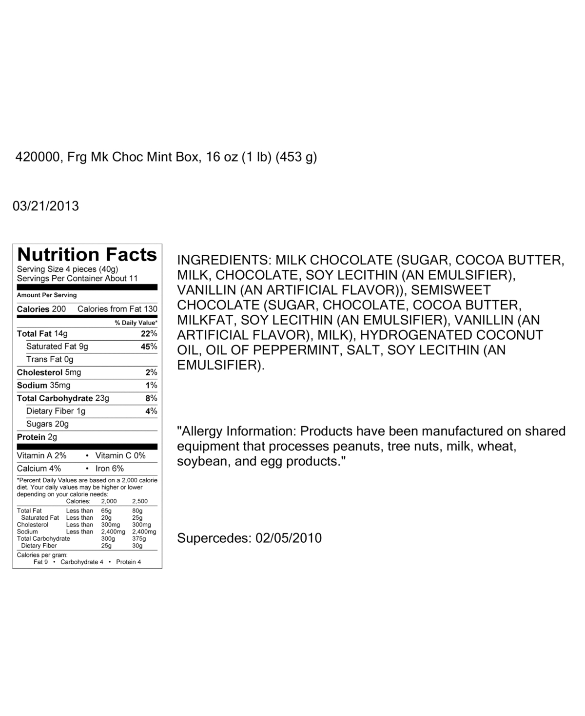 Frango Chocolates 2 Pack 1 Lb Milk Mint Box Of Chocolates, Created For Macy's In No Color