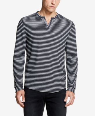 DKNY - Men's Striped Waffle-Knit Henley