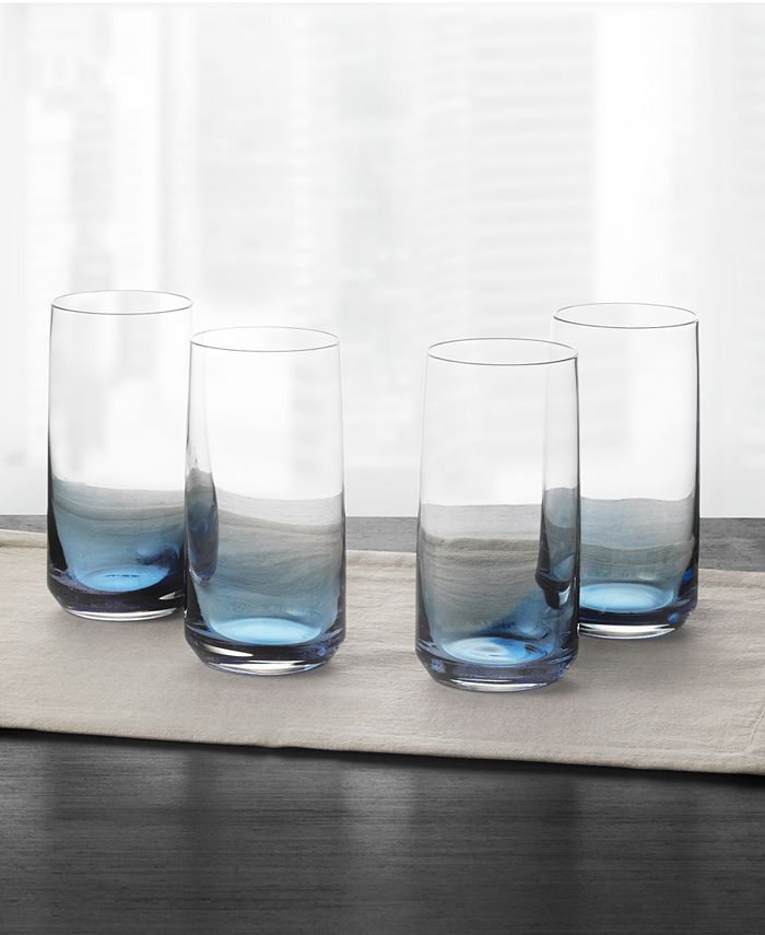 Hotel Collection Blue Ombre Set of 4 Highball Glasses, Created for Macy
