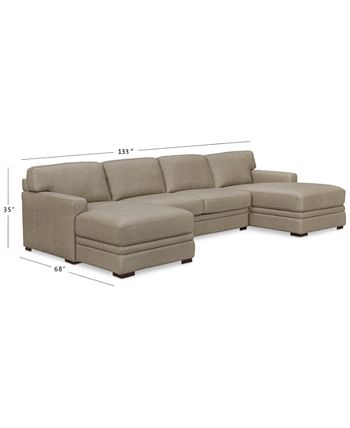 Furniture Avenell 3 Pc Leather, Sectional Sofas With Two Chaises