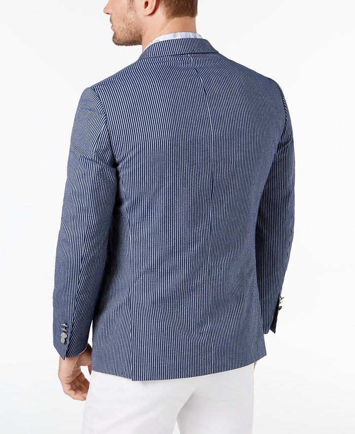 double breasted seersucker blazer