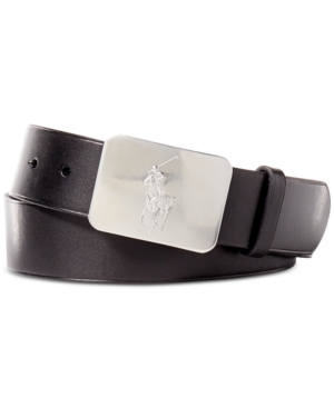 Polo Ralph Lauren Men's Belt Vacchetta Leather Logo Plaque
