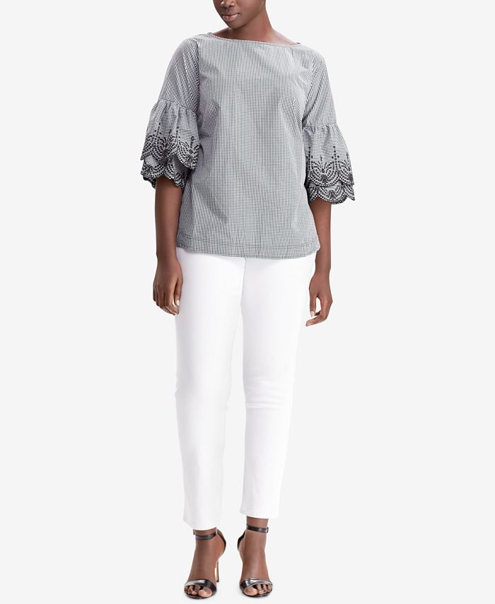 Lauren Ralph Lauren Plus Size Embroidered Cotton Top - Macy's