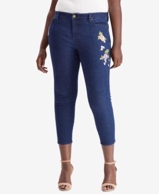 Lauren Ralph Lauren - Plus Size Embroidered Premier Skinny Crop Jeans