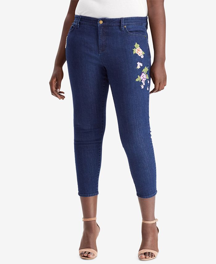 Lauren Ralph Lauren Plus Size Embroidered Premier Skinny Crop Jeans