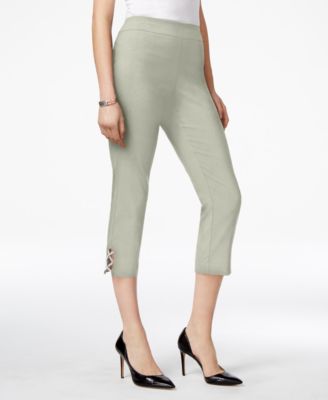 JM Collection - Lattice-Hem Capri Pants