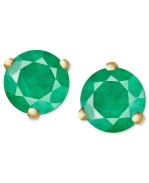 image of 14k Gold Earrings, Emerald Stud (3/4 ct. t.w.)