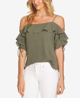 CeCe - Cold-Shoulder Flounce Top