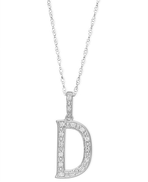 Macy S 14k White Gold Necklace Diamond Accent Letter D Reviews Necklaces Jewelry Watches Macy S