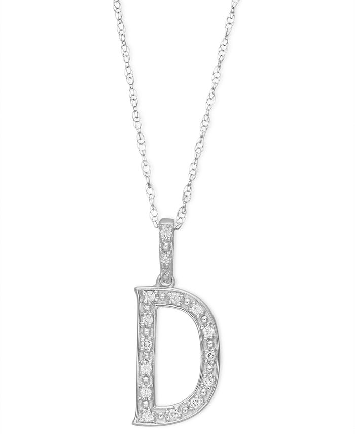 Macy's 14k White Gold Necklace, Diamond Accent Letter D - Macy's