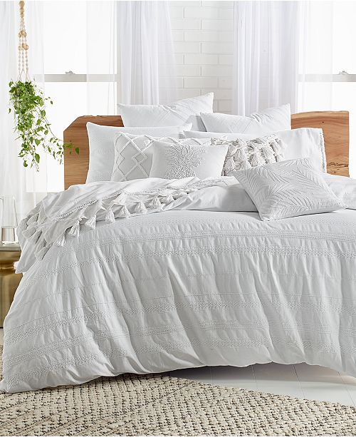 Lucky Brand Stripe Embroidered 2 Pc Twin Duvet Cover Set Created