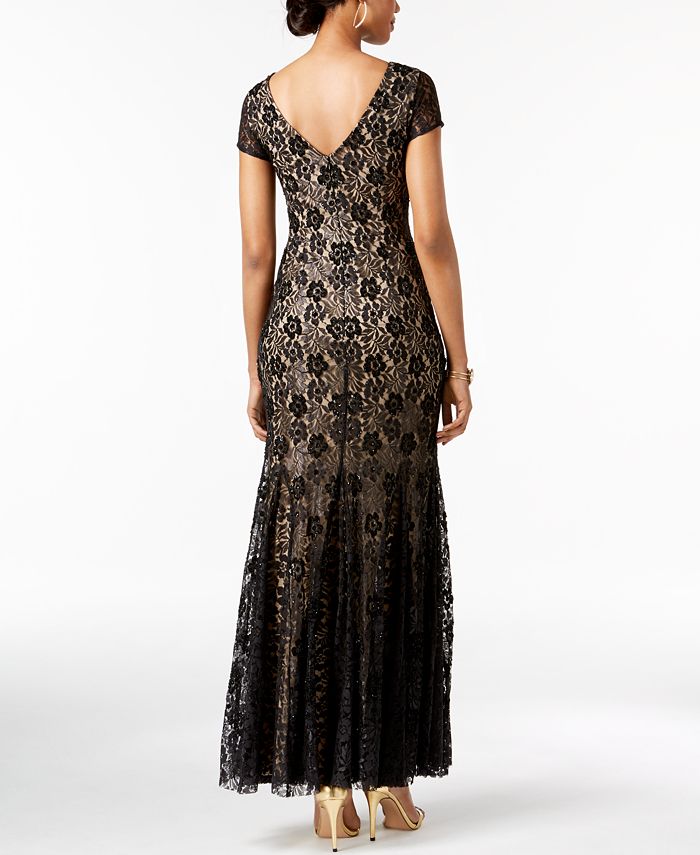 Adrianna Papell Lace V-Back Gown - Macy's