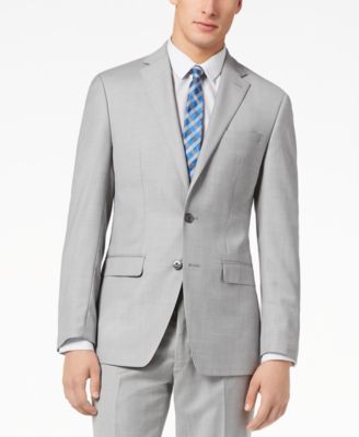 calvin klein light grey sharkskin suit