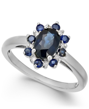 image of Sapphire (1-1/3 ct. t.w.) & Diamond Accent Ring in 14k White Gold