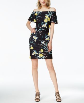 Bar III Off-The-Shoulder Floral-Print Dress, Created for Macy's - Macy's