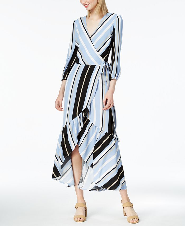 Bar III Striped Faux Wrap Maxi Dress Created for Macy s Macy s