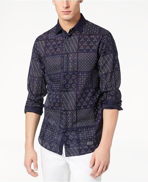 A X Armani Exchange Men S Shashiko Print Shirt Reviews Casual