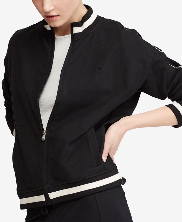 Lauren Ralph Lauren Striped-Trim Jacket - Macy's