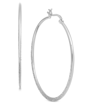 image of Essentials Large Plated Textured Medium Hoop Earrings