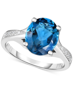London Blue Topaz (3-5/8 ct tw) & Diamond Accent Ring in 14k White Gold