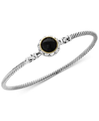 EFFY Collection - Onyx (9mm) Bangle Bracelet in Sterling Silver & 18k Gold