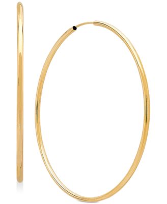 Polished Continuous Hoop Earrings in 14k Gold