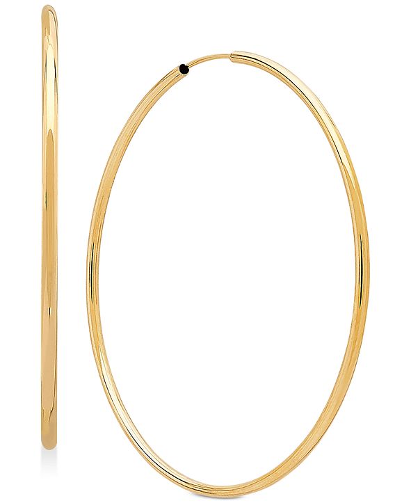 Macys Polished Continuous Hoop Earrings In 14k Gold And Reviews Earrings Jewelry And Watches