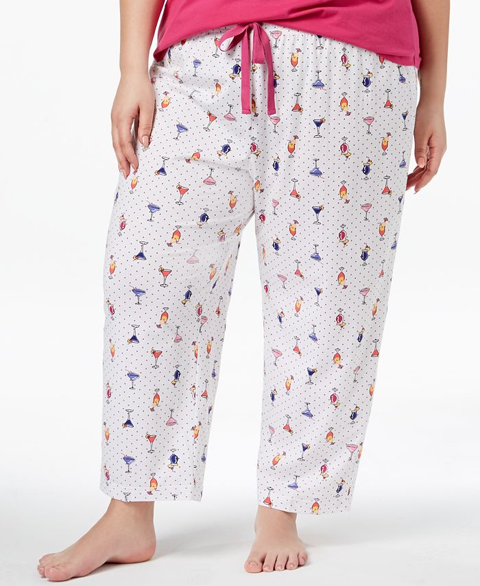 Charter Club Plus Size Cotton Knit Printed Pajama Pants, Created for ...