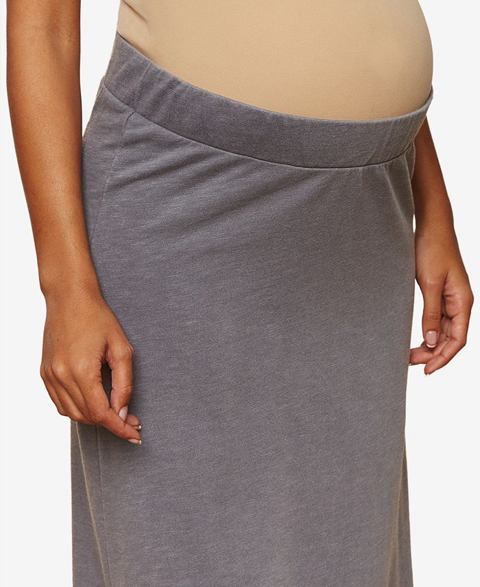 Charcoal Terry Back Smocked Maternity Skirt